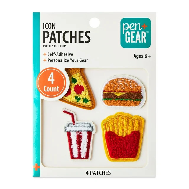 Pen+Gear Multi-Color Food Chenille Patch Stickers, 4 Count | Walmart (US)