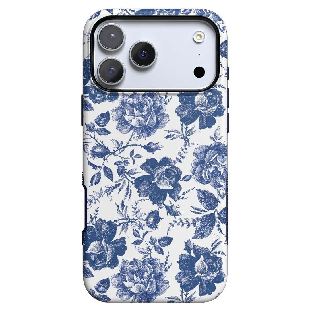 Rose to Fame   Blue & White Rose Floral Case | CASELY