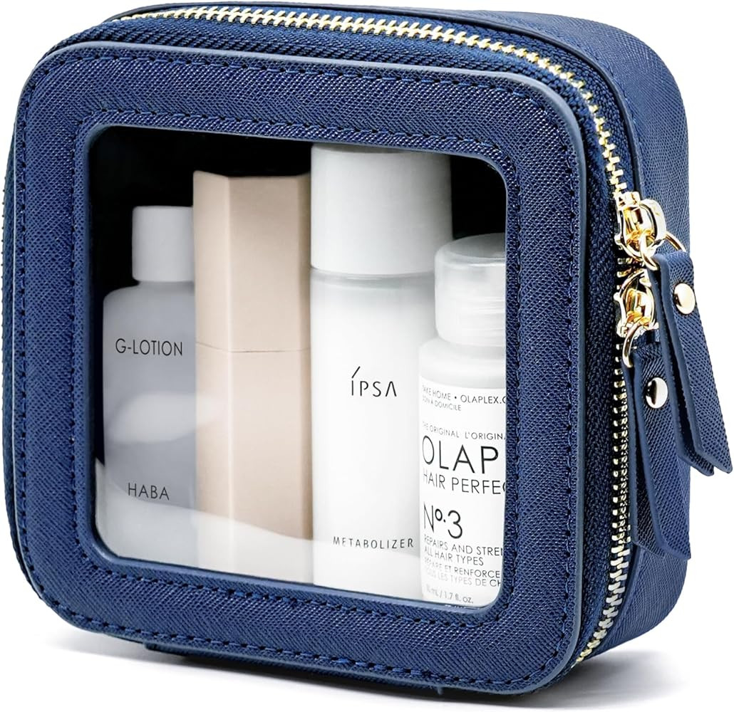 Popvibe Clear Makeup Bag Travel Cosmetic Case Transparent Toiletry Bag with Zipper, Portable Make... | Amazon (US)