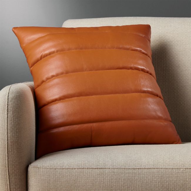 18" Izzy Saddle Leather Pillow with Feather-Down Insert | CB2