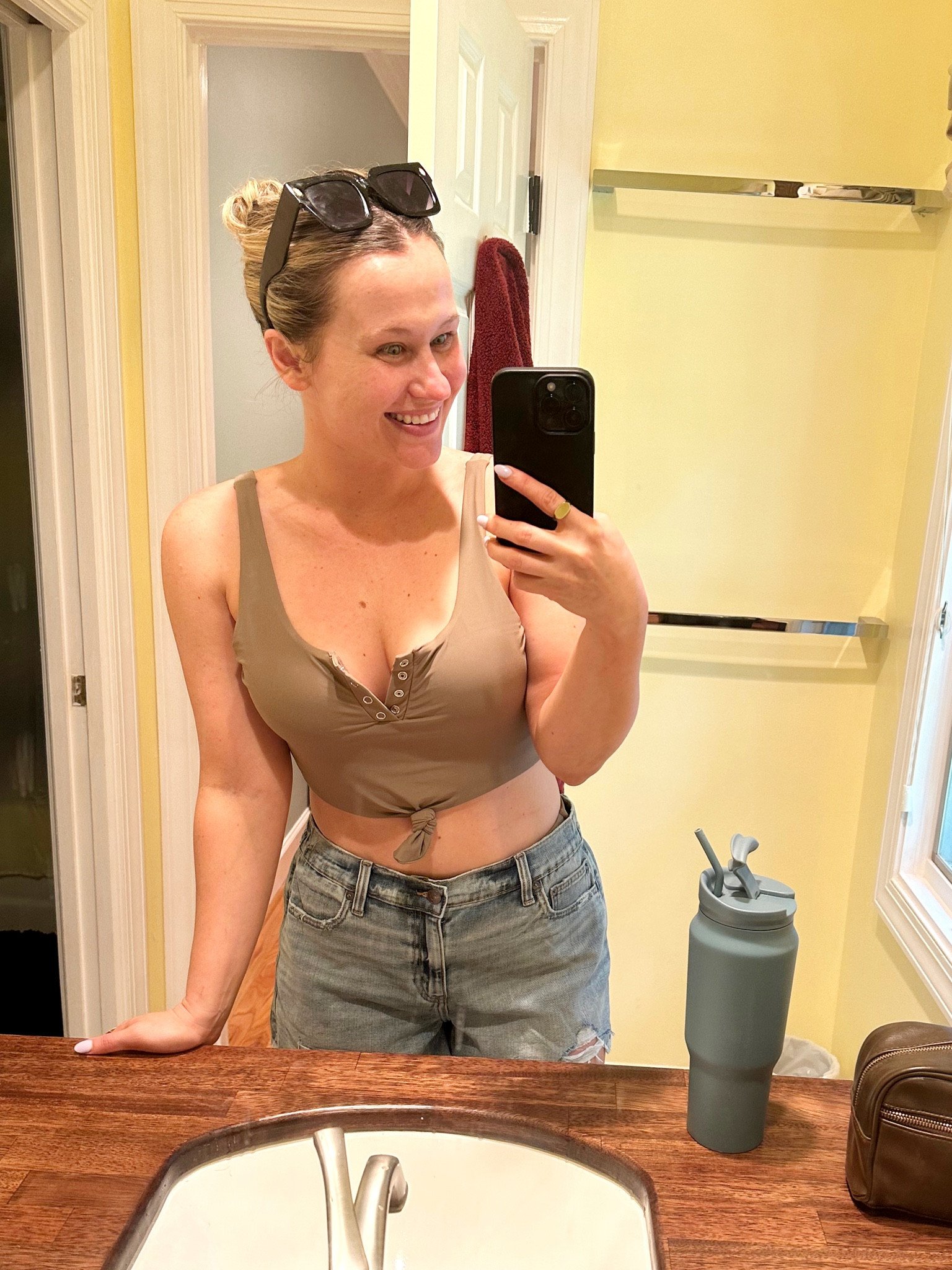 High waisted bikini and jean shorts are both on sale! These sunglasses are an amazon find

#LTKswim #LTKsalealert #LTKunder50