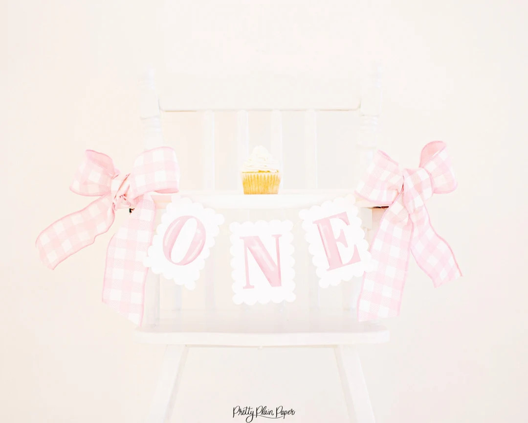 Pink Watercolor ONE Scallop High Chair Banner Printable | 5002 5003 5004 5005 5006 5007 5008 5009... | Etsy (US)