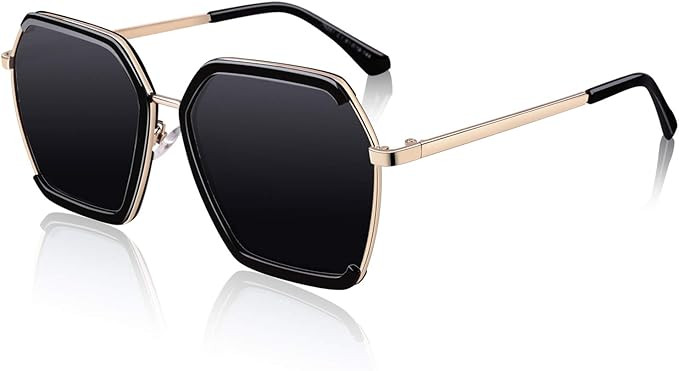 SUNIER Sunglasses for Women Polarized Oversized Square UV Protection Hexagonal Vintage Retro Sun ... | Amazon (US)