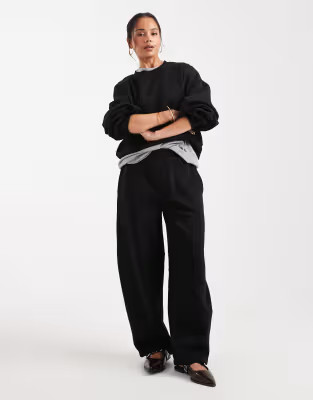 ASOS DESIGN barrel leg brushback jogger in black | ASOS (Global)