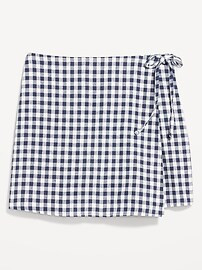 High-Waisted Linen-Blend Wrap-Front Mini Skort | Old Navy (US)