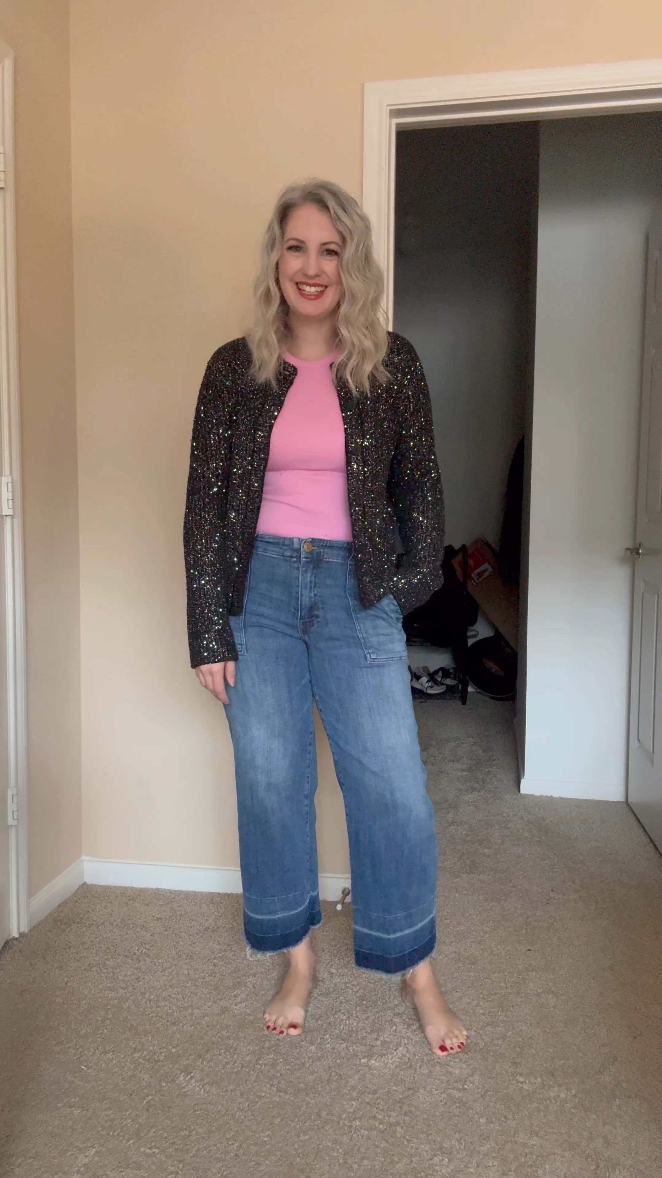 This sequined cardigan, wide-leg denim, and sleek black booties combo is perfect for holiday gatherings or casual outings. Add a pop of color (like this playful pink!) to brighten up the winter days. 

#LTKParties #LTKSeasonal #LTKStyleTip