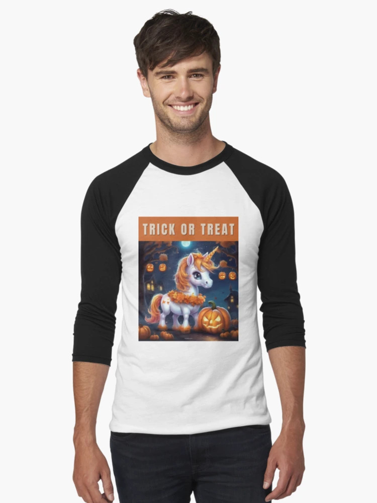 Halloween Unicorn - Trick or Treat Baseball ¾ Sleeve T-Shirt | Redbubble (US)