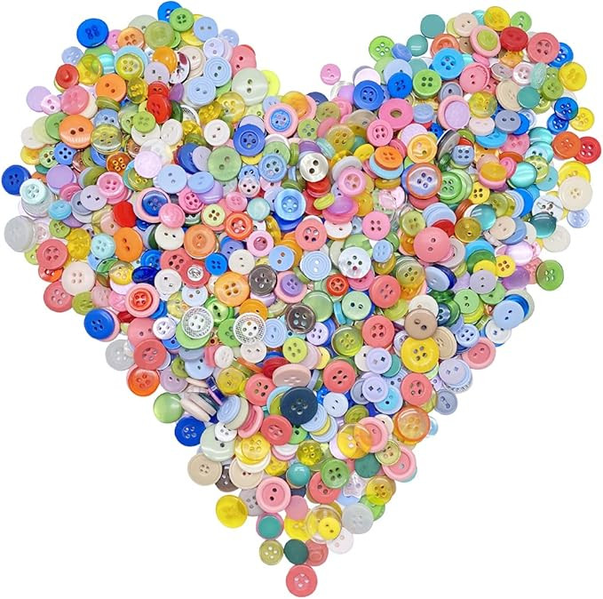 Amazon.com: 1000 Pcs Buttons, Assorted Sizes Round Buttons for Sewing DIY ,Children's Manual Butt... | Amazon (US)