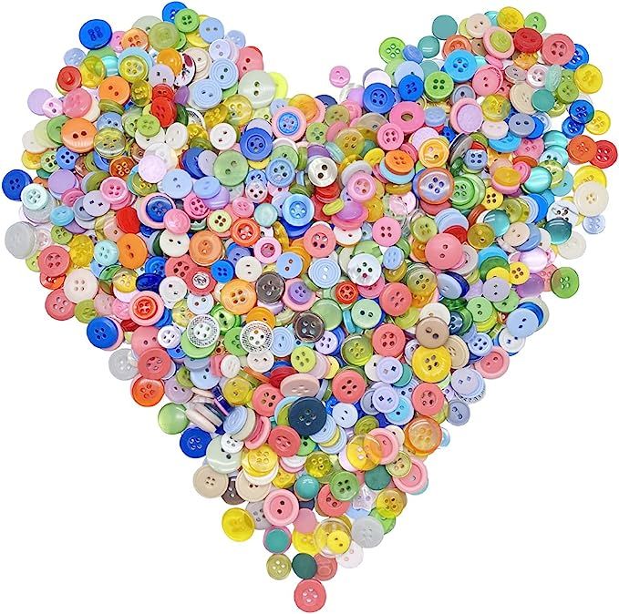 Amazon.com: 1000 Pcs Buttons, Assorted Sizes Round Buttons for Sewing DIY ,Children's Manual Butt... | Amazon (US)
