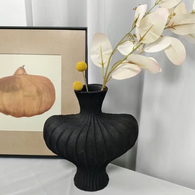 Artloge Heart Shaped Contours Matte  Resin Flower Vase Black | Target