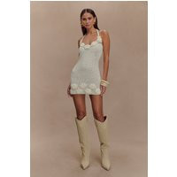 Liyah Floral Hand Crochet Mini Dress - Ivory | MESHKI US