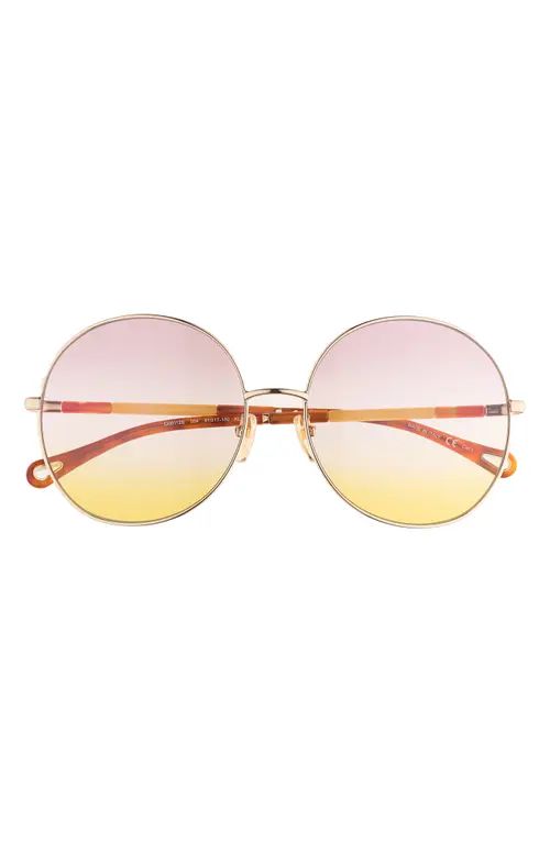 Chloé 61mm Gradient Round Sunglasses in Gold at Nordstrom | Nordstrom