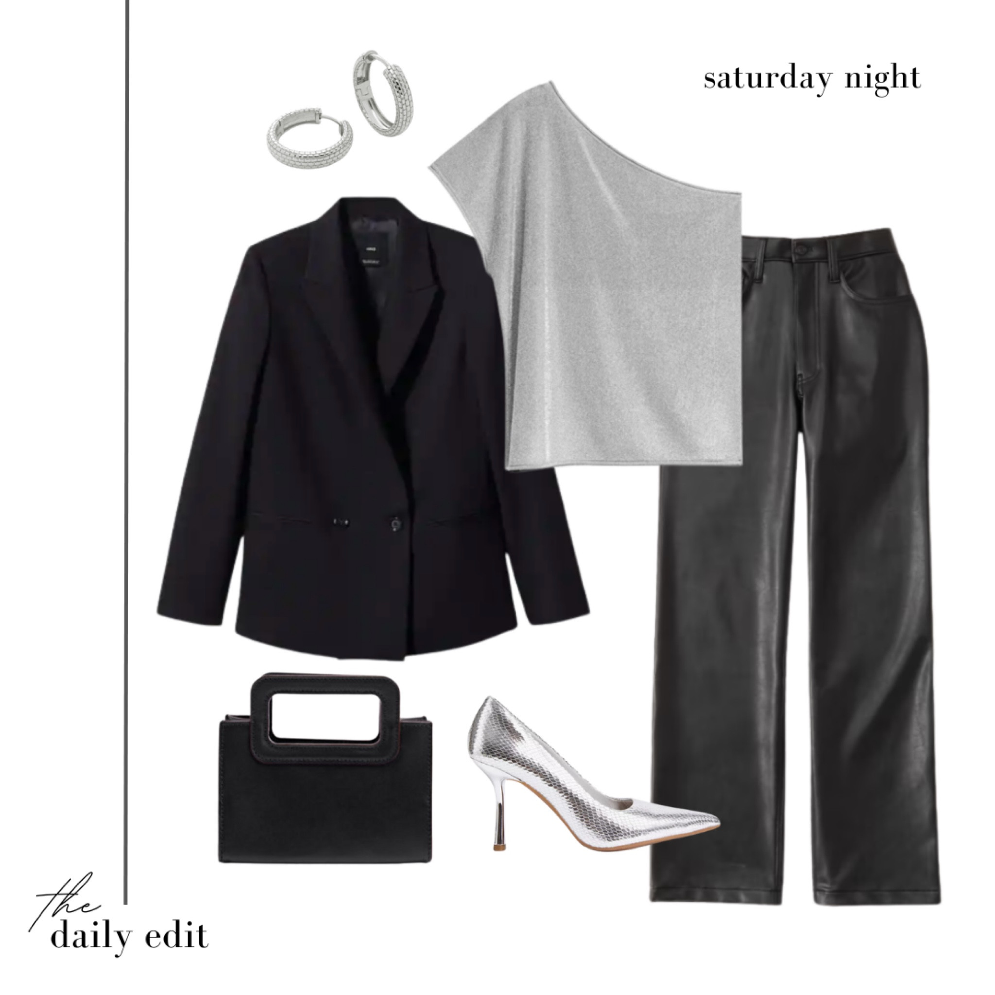 A silver moment for drinks on a Saturday night 🩶

Autumn outfits, what to wear today, ARKET sale, silver top, silver heels, M&S find, black blazer, silver jewellery, coated jeans, leather wide leg trousers, Abercrombie & Fitch, evening outfit, night out outfit, date night outfit, H&M new in, black bag, black loafers, neutral outfit, tonal outfit, casual smart outfit, lunch meeting outfit, the daily edit, neutral style, transitional style, capsule closet, smart casual, timeless style, quiet luxury

#LTKshoecrush #LTKeurope #LTKstyletip