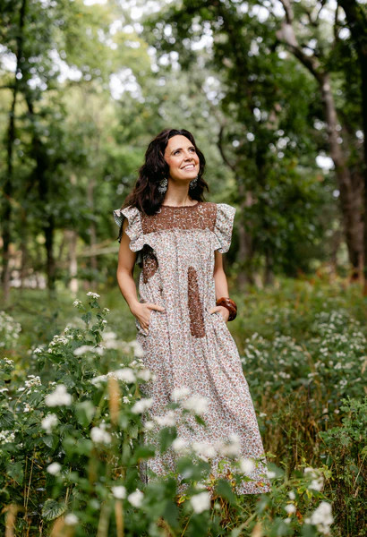 Soledad Café Floral Midi Dress | Mi Golondrina