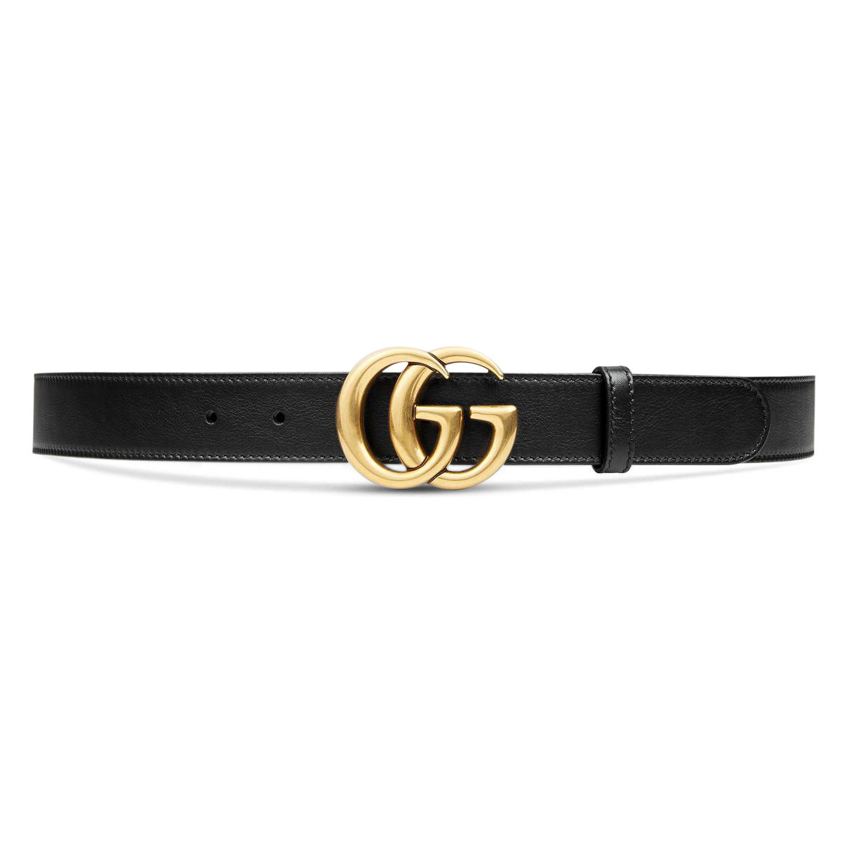 Women's Gucci Double G Brass Buckle Leather Belt Antique Brass Buckle 1 Width in Black | StockX