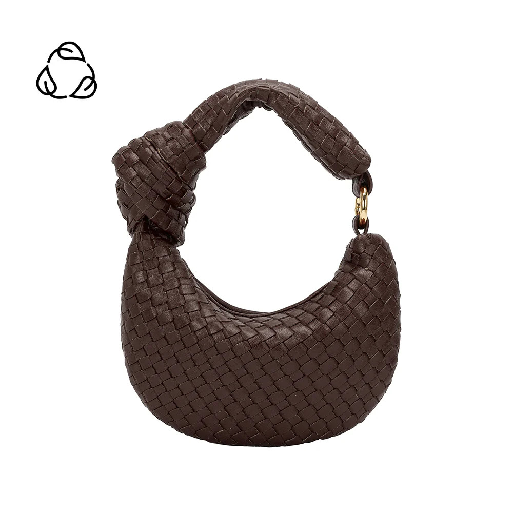 Espresso Brigitte Recycled Vegan Leather Woven Handbag Charm | Melie Bianco | Melie Bianco