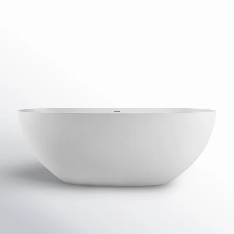 61'' Freestanding Tub Solid Surface Stone Resin Free Standing Soaking Bathtub | Wayfair North America
