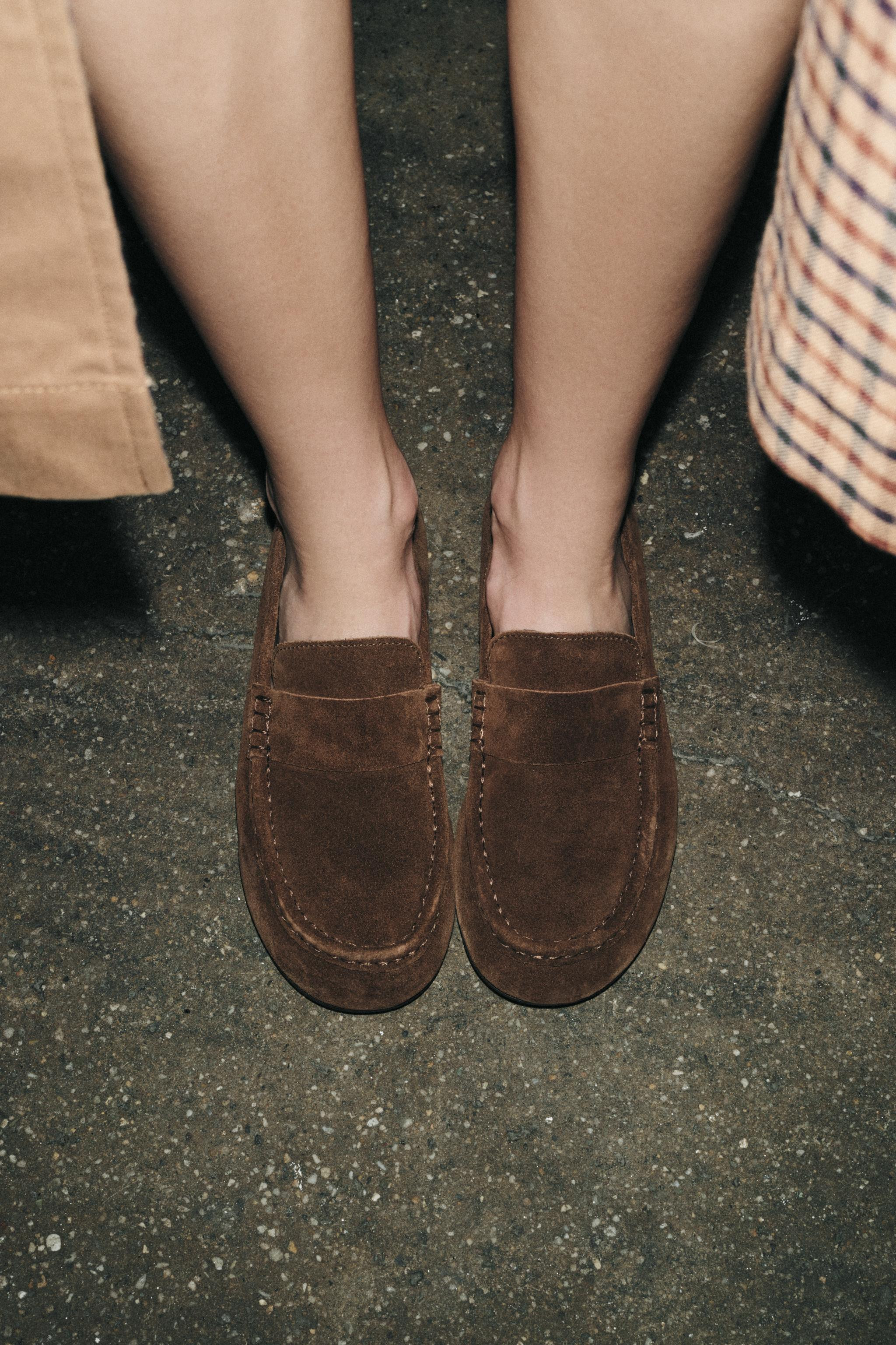 SPLIT LEATHER PENNY LOAFERS | Zara UK