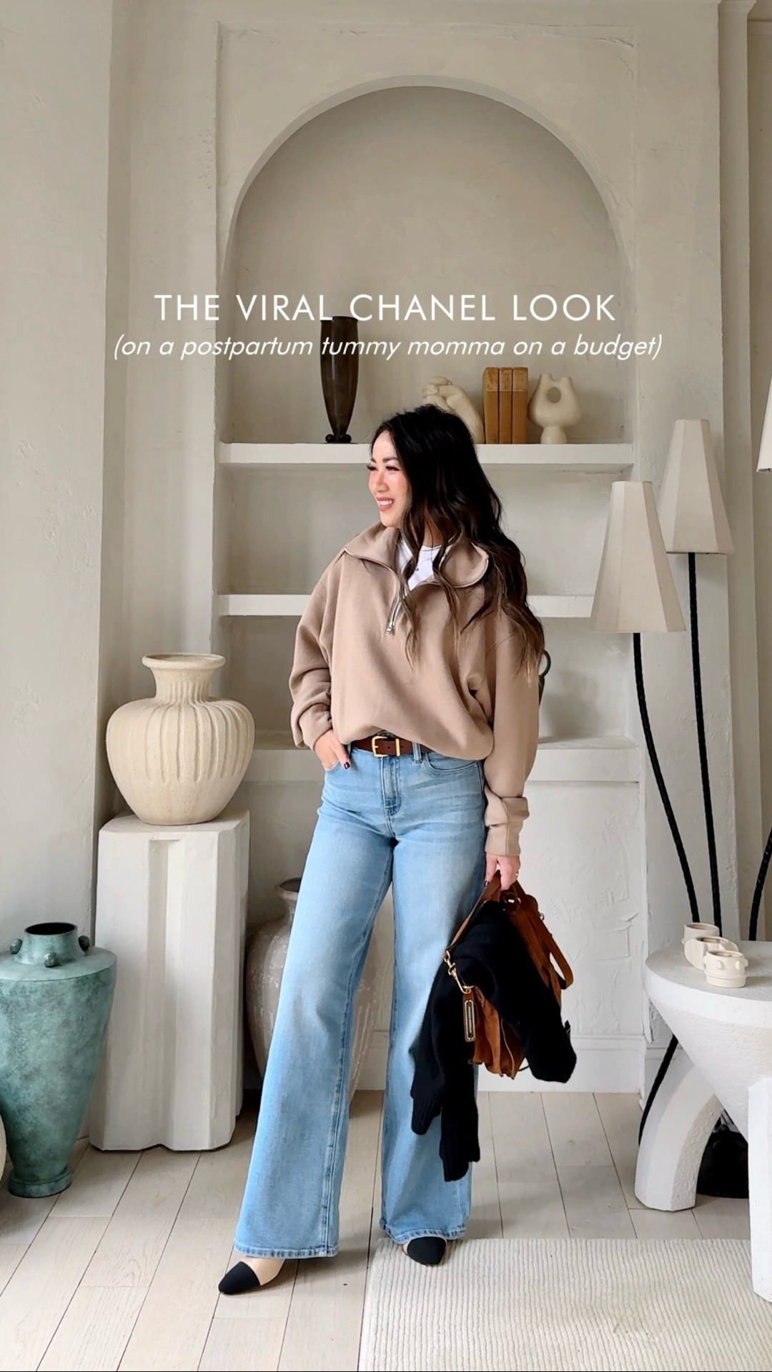 JEANS: Affordable and so comfortable! Stretchy but does not lose shape. VERY COMFORTABLE for midsection/postpartum tummy! Flattering wide/straight leg shape. I’m wearing 26x30, color ‘Frosted Blue’. Length is great with sneakers and kitten heels.

HALF ZIP: Under $29, this half zip is super soft with drop-shoulder sleeves. Love the relaxed drape. I’m wearing a size Small. 

TEE: Under $10, this tee is 100% cotton and so comfortable! I’m wearing an XS. 

For size reference, I’m 5 ft 115 pounds, postpartum tummy.

#LTKSaleAlert #LTKFindsUnder50 #LTKPetite