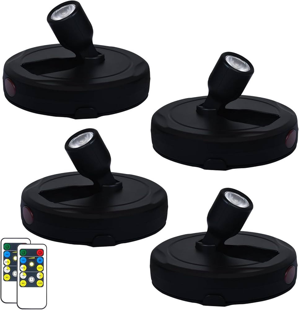 Wireless LED Spotlight, Battery Powered Picture Lights, Uplighting Indoor, Puck Lights with Remot... | Amazon (US)