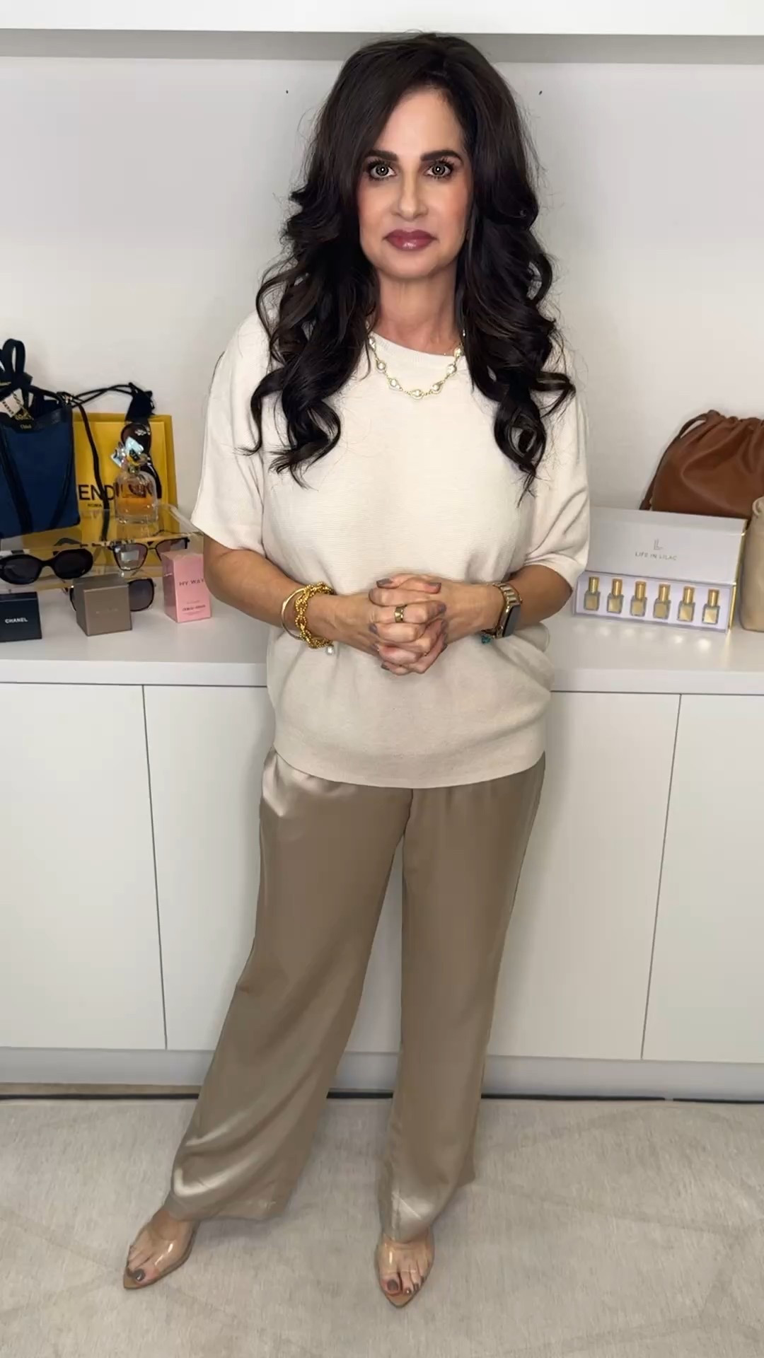 Thanksgiving inspo style 1 , easy , comfy and dressed perfect for the occasion ( actually for all season ) if it is too cold for short sleeves, I also linked a long sleeve option. Top sm , pants XS 

 #LTKParties #cashmeresweater #silkpants #thankgivingoutfitinspo #fallstyle #ltkholiday 

#LTKStyleTip #LTKSaleAlert #LTKOver40