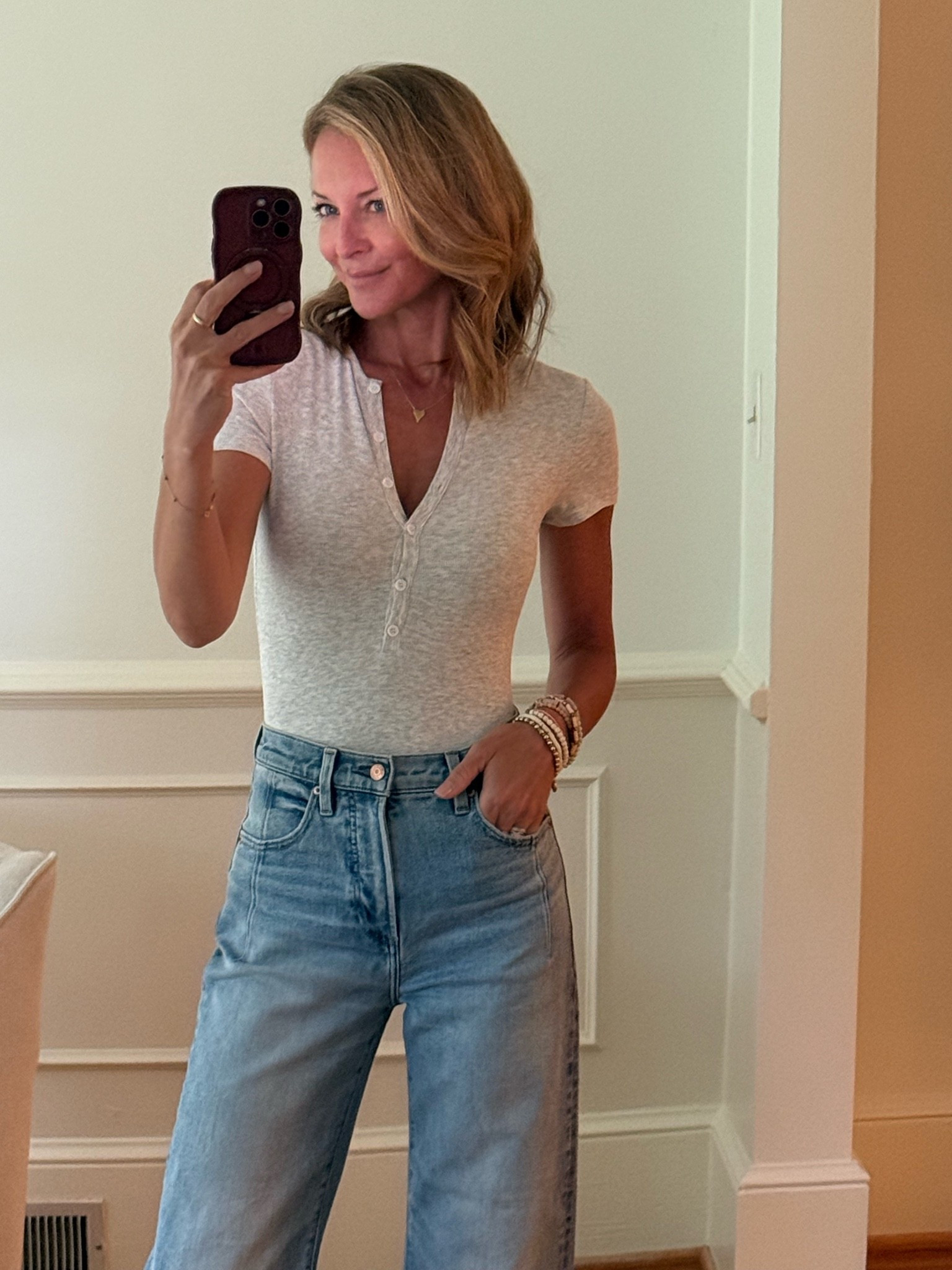 Easy outfit to a comedy show! Love these jeans and bodysuit!

#LTKdayinmylife #LTKOver40 #LTKootd