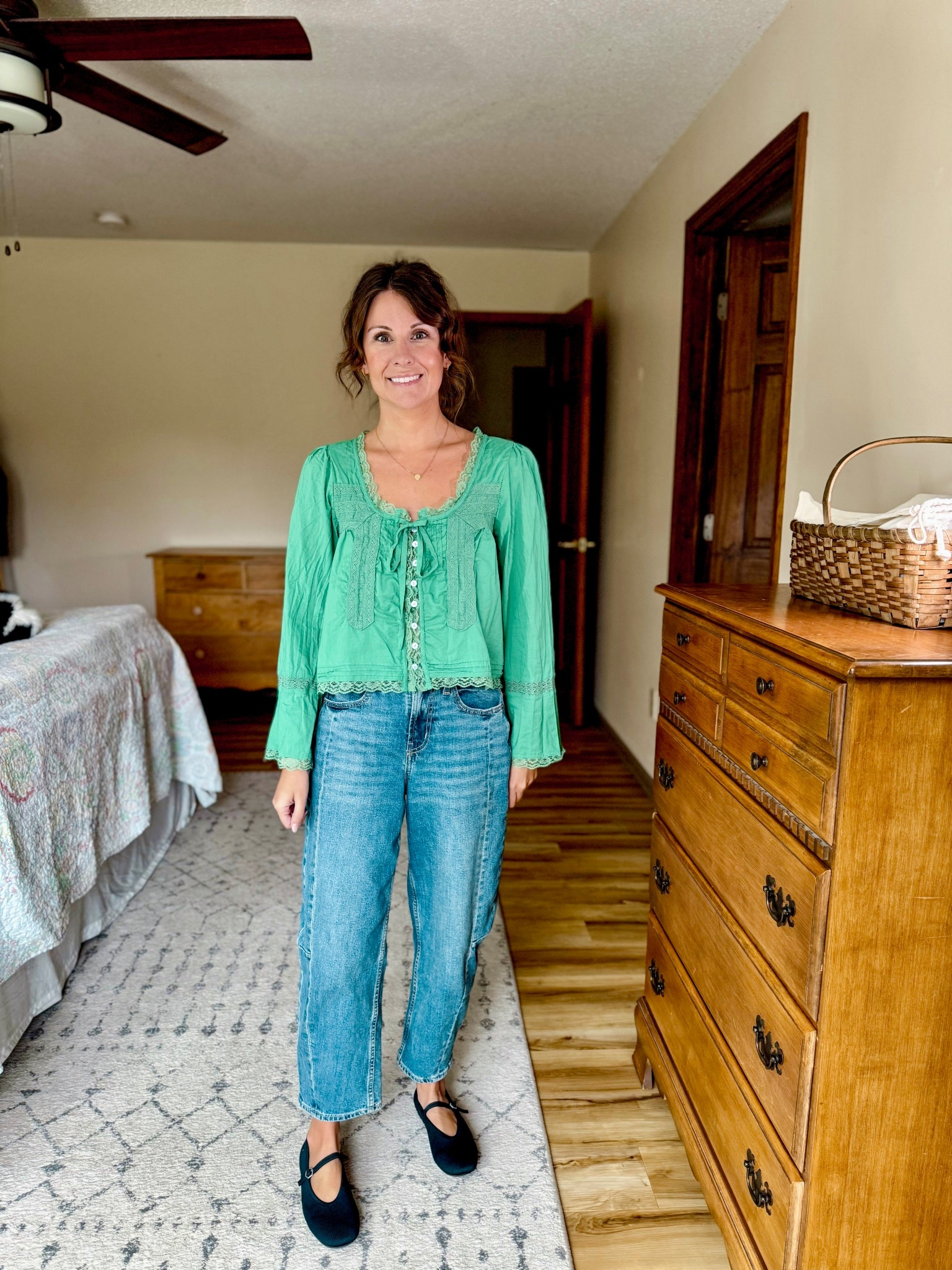 Wearing small in my top, 0 petite in my barrel jeans, and 7 in my Mary Jane’s (also linked more affordable ones). 

#LTKFindsUnder100 #LTKSeasonal #LTKPetite