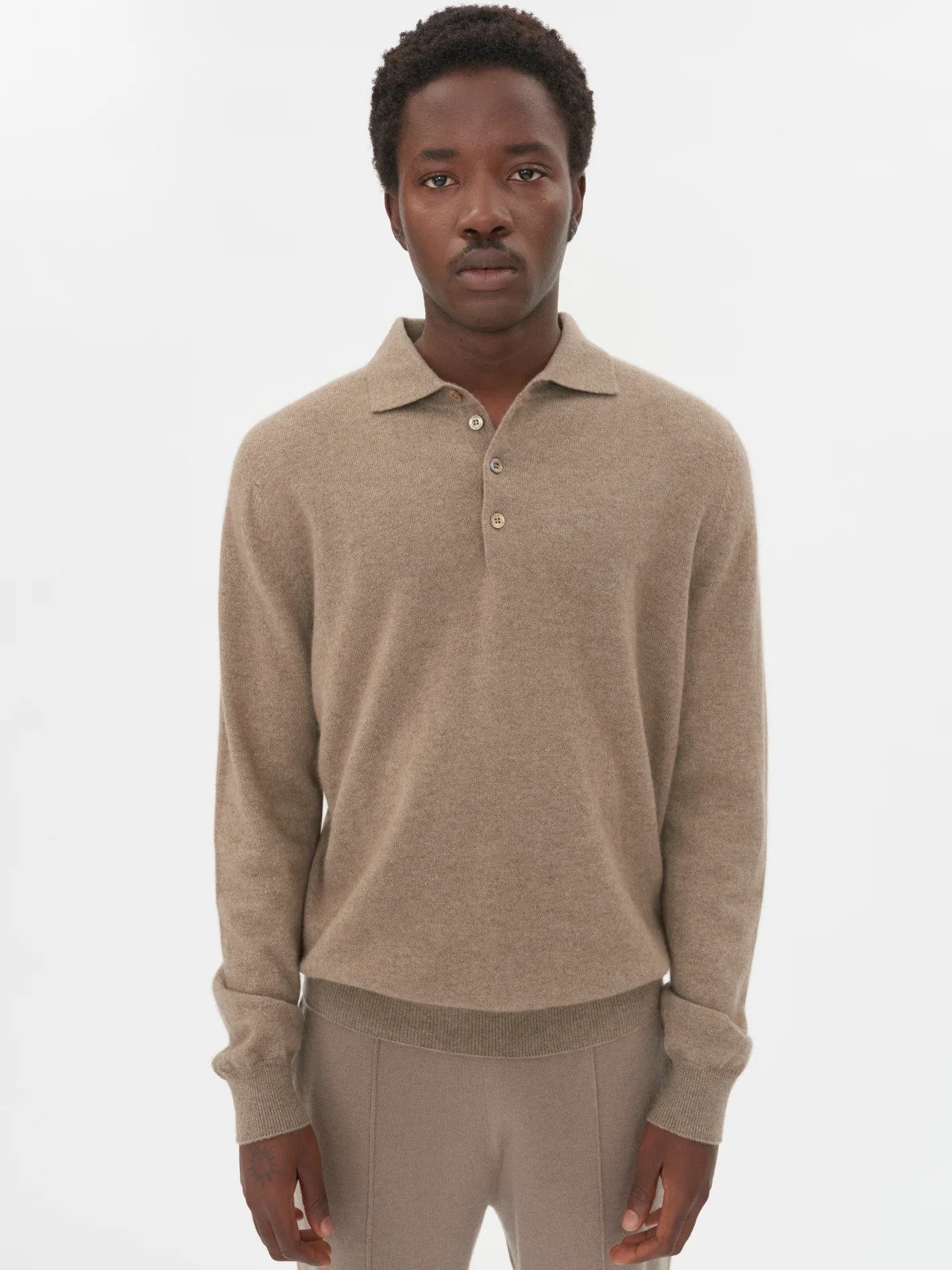 Naturfarbe Polokragen Pullover | Gobi Cashmere