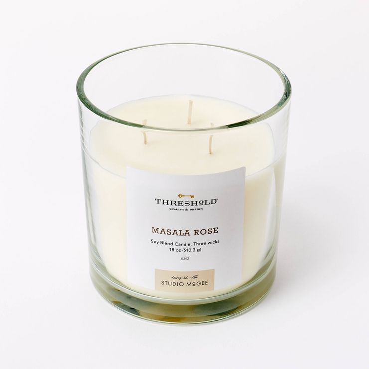 18oz Clear Glass Masala Rose Candle White - Threshold™ designed with Studio McGee | Target