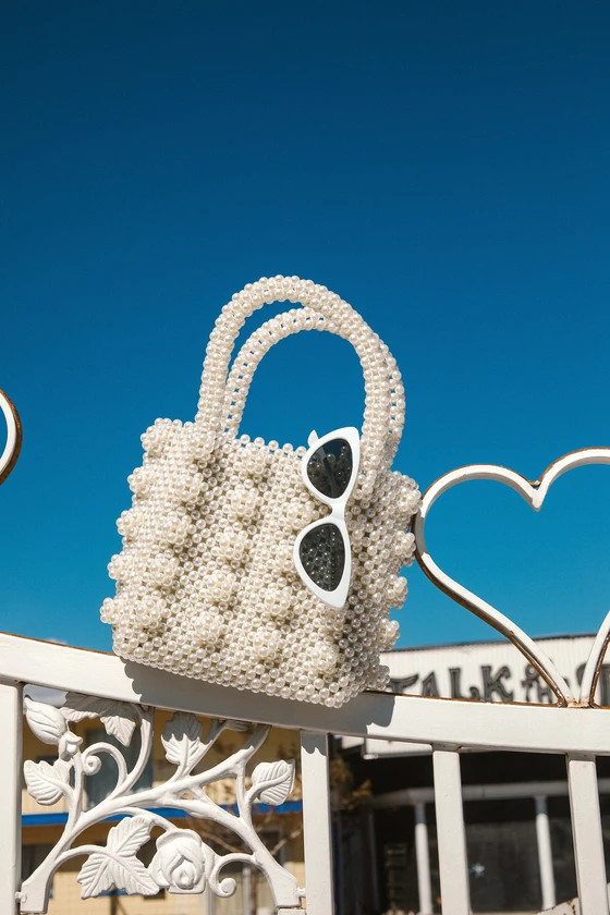 Pep Talk White Mini Cat-Eye Pearl Sunglasses | Lulus