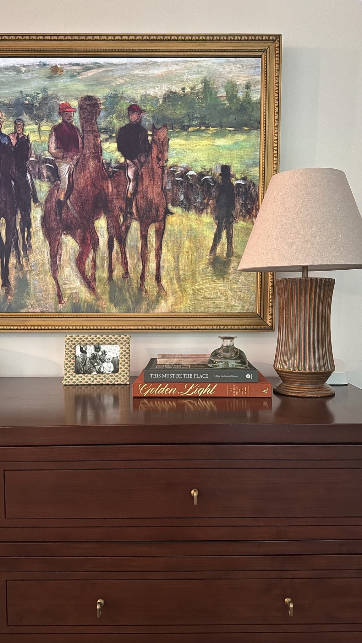 Perfect dresser and lamp moment and my favorite frame tv!