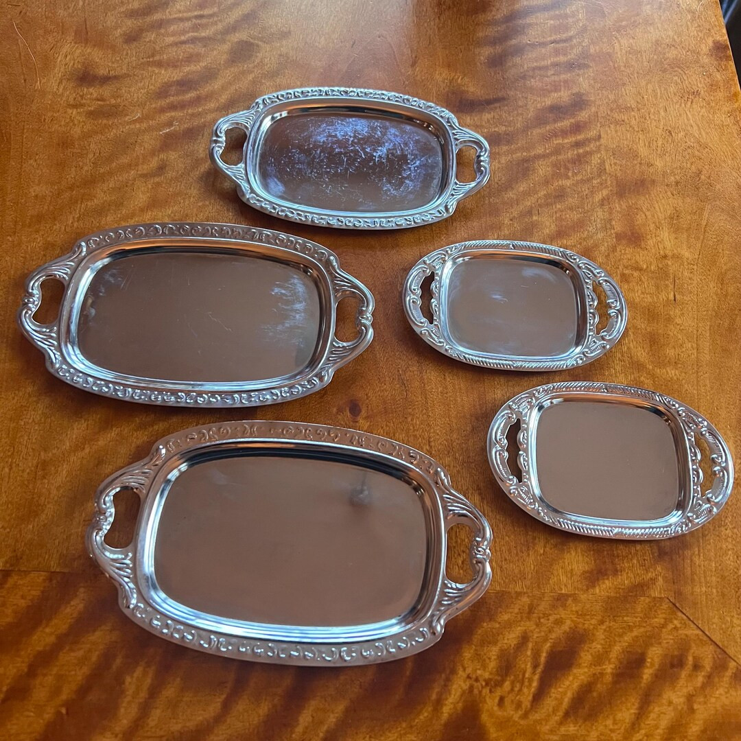 Vintage Silver Nesting Trays Set – Small Plates & Butter Dishes – Trays and Bowls for Buffet ... | Etsy (US)