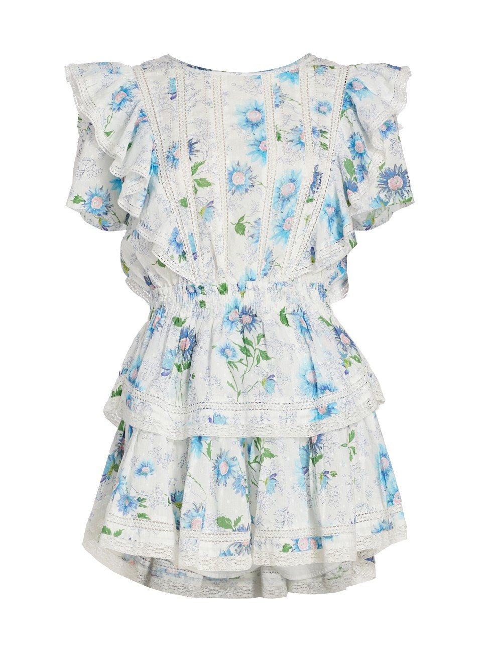Women's Natasha Ruffle-Shoulder Cotton Minidress - Blueberry Cloud - Size XS | Saks Fifth Avenue