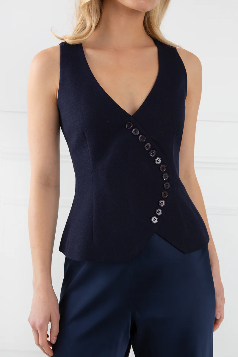 The Sabrina | Linen Top Navy | Sinead Keary