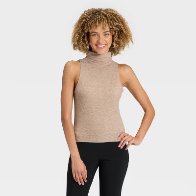 Women's Ribbed Tank Top - A New Day™ Oatmeal S | Target