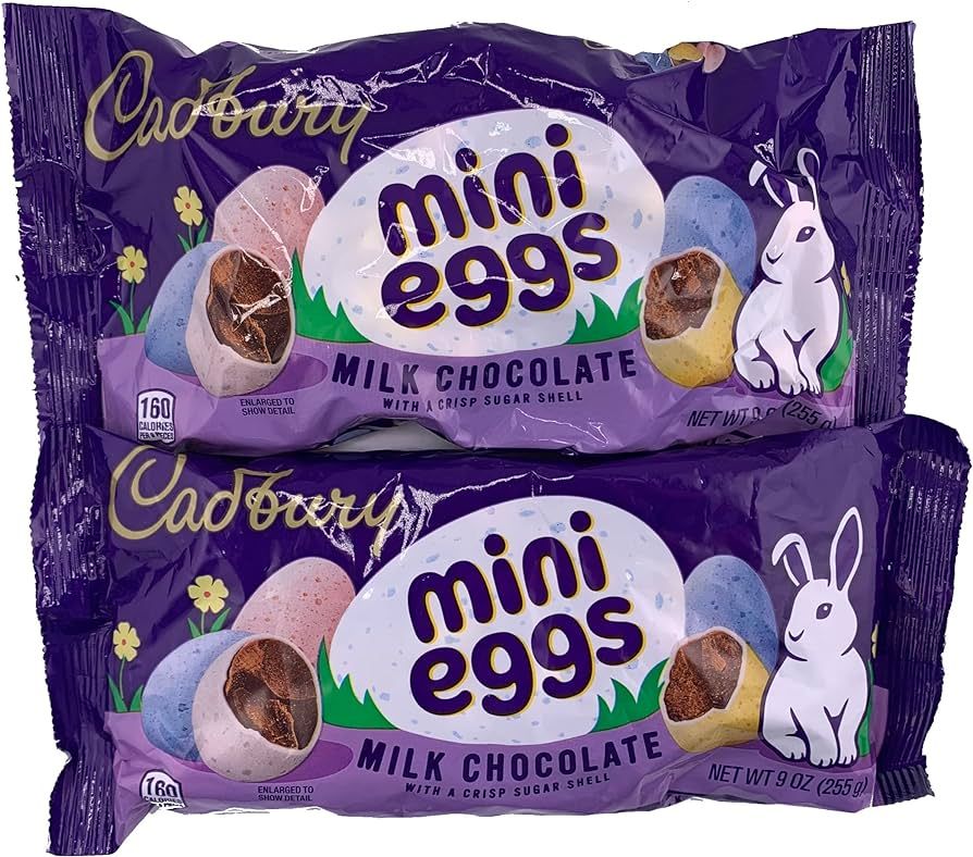 Cadbury Mini Eggs Milk Chocolate Easter Candy Pack of 2 x 9oz Bags of Chocolate Easter Eggs. Cadb... | Amazon (US)
