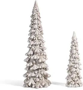 RM ROOMERS 2Pcs Resin Christmas Tree Statues, Table Top Small White Christmas Decorative Figurine... | Amazon (US)