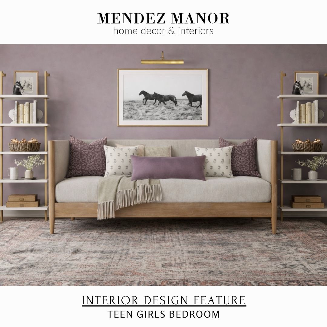 Bedroom refresh using this lavender/mauve wall color and wood framed daybed from Wayfair. The black and white Wild American Horses print will definitely be a focal point. 

The area rug here has beautiful shades of pink and gray and is under $100 right now for the 8x10 size option! 

#LTKSaleAlert #LTKmomlife #LTKHome