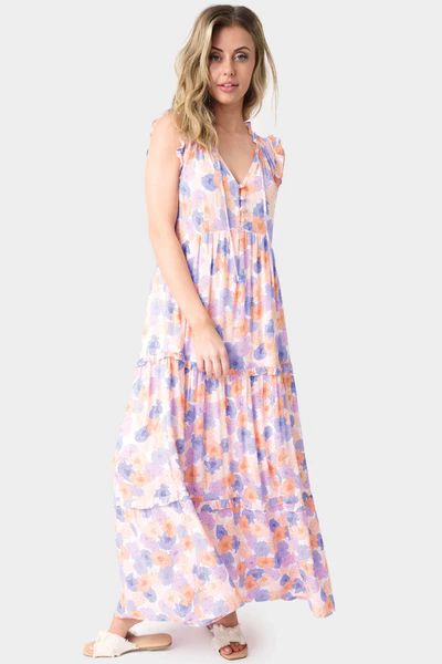 Sleeveless V-Neck Tiered Maxi Dress | Gibson