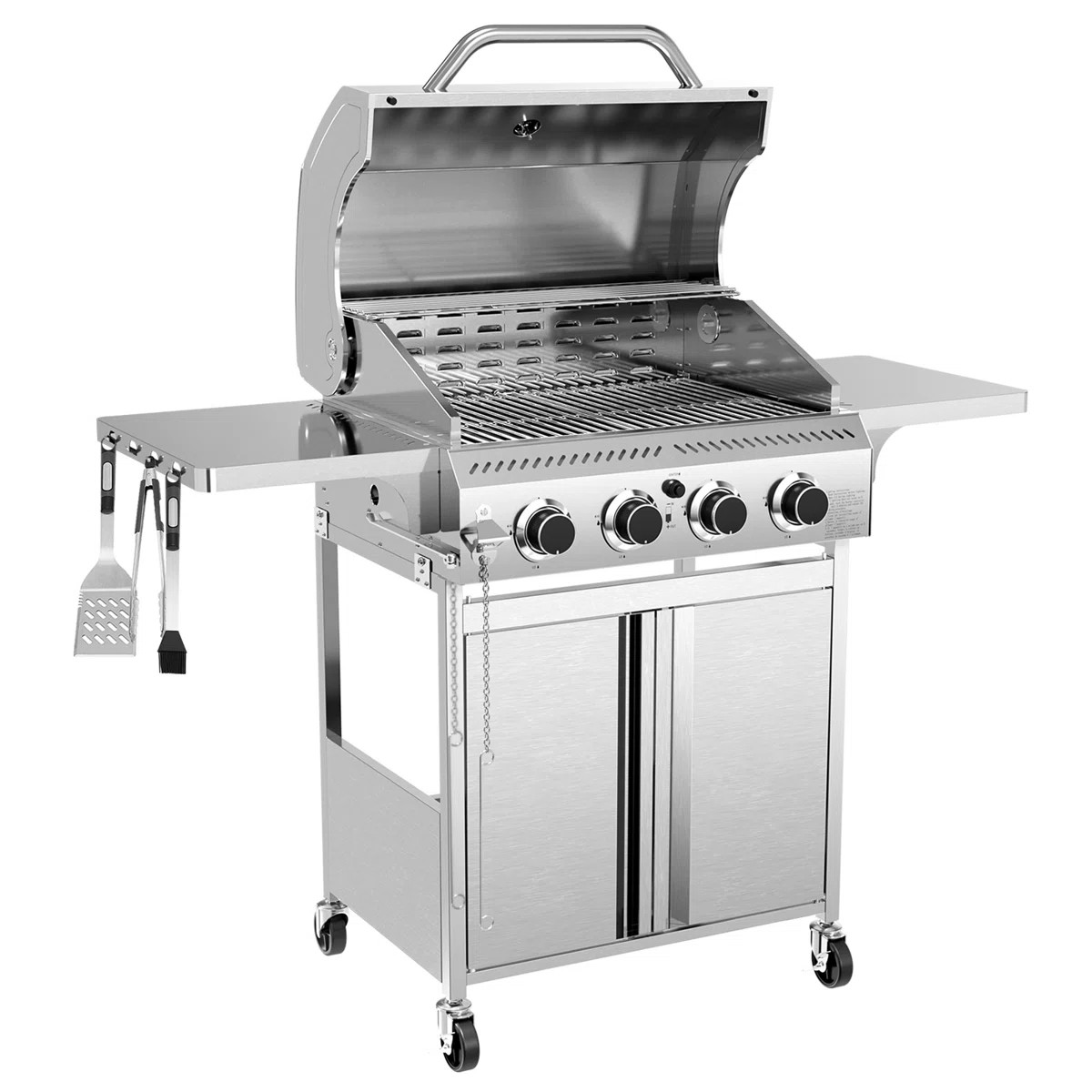 Stainless Steel Four Burner Commercial Bbq Grill -32000btu Intense Fire Configuration, Pulse Igni... | Wayfair North America