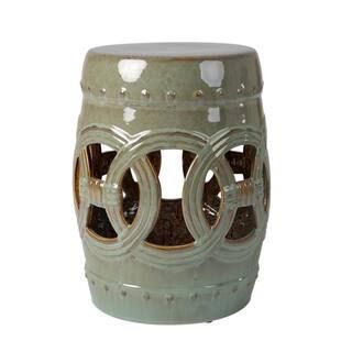 Large Medallion Olive Jade Green Ceramic Garden Stool | The Home Depot