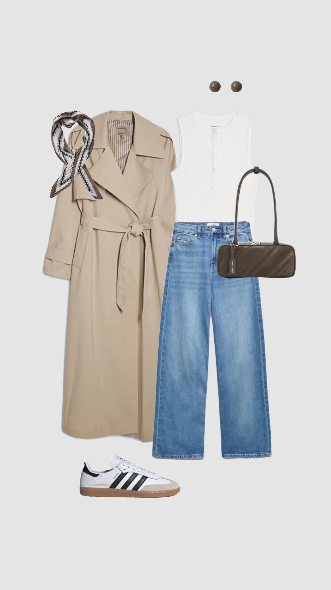 Get 15% off @charleskeithofficial with code COMAMBW15JESSIE ✨ (must be logged into your account for the discount to apply) 

Beige Trench Coat, White Ribbed Vest Top, Blue High Waisted Jeans & Adidas Trainers Spring Transitional Outfit 🌿🌞

• relaxed glamour casual outfit city break outfits longline cream trench coat shoulder bag wide leg jeans dinner outfits pub uk brown plisse neck scarf •


#LTKSpringSale #LTKmomlife #LTKootd