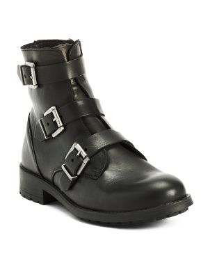 Made In Portugal 3 Buckle Leather Booties | Women's Shoes | Marshalls | Marshalls