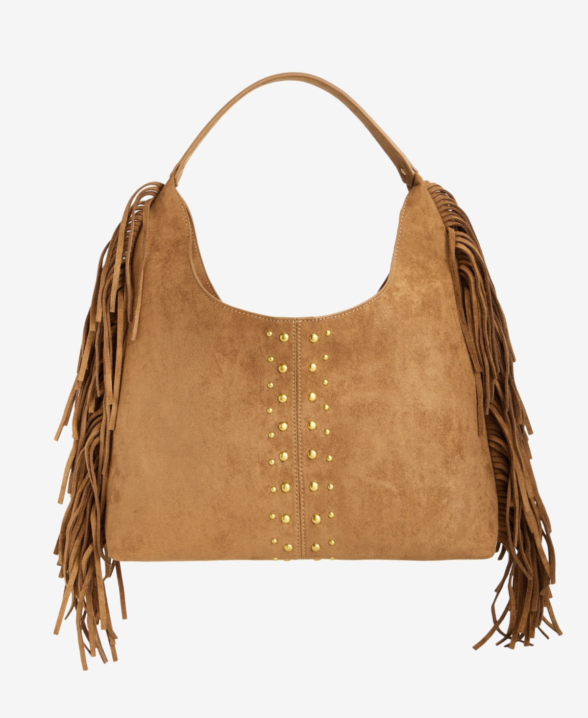 Style & Co Fringed Faux-Suede Hobo Bag, Macy's Exclusive - Brown | Macy's