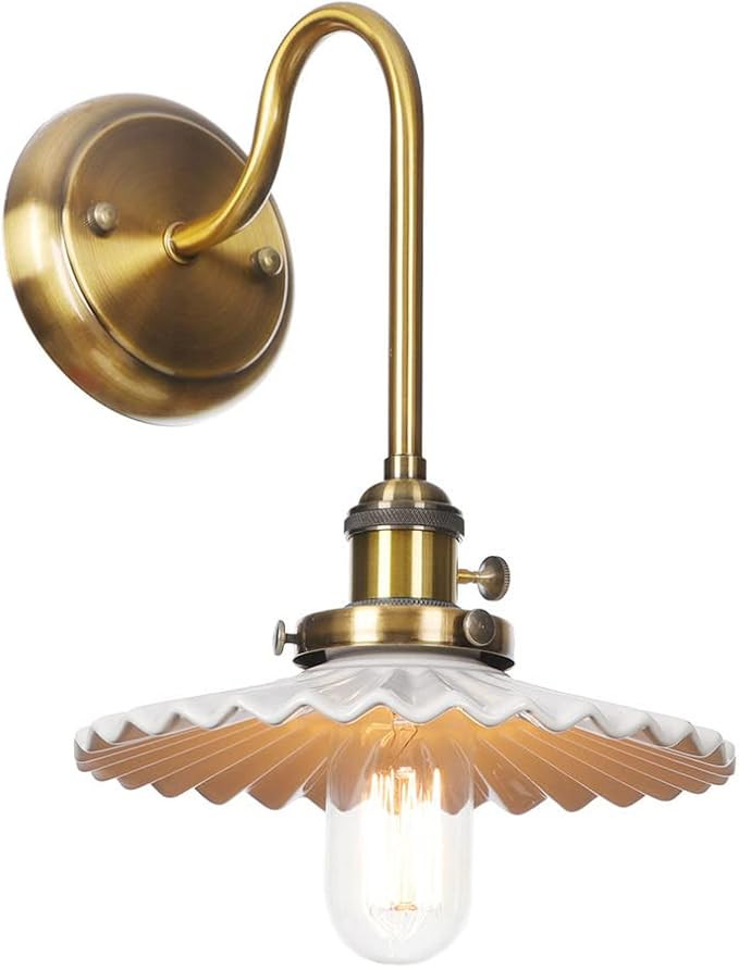 Sxxrdz Glass Loft Lights Antique Vintage Wall Lamp, Vintage Industrial Gooseneck Sconces, Bedroom... | Amazon (US)