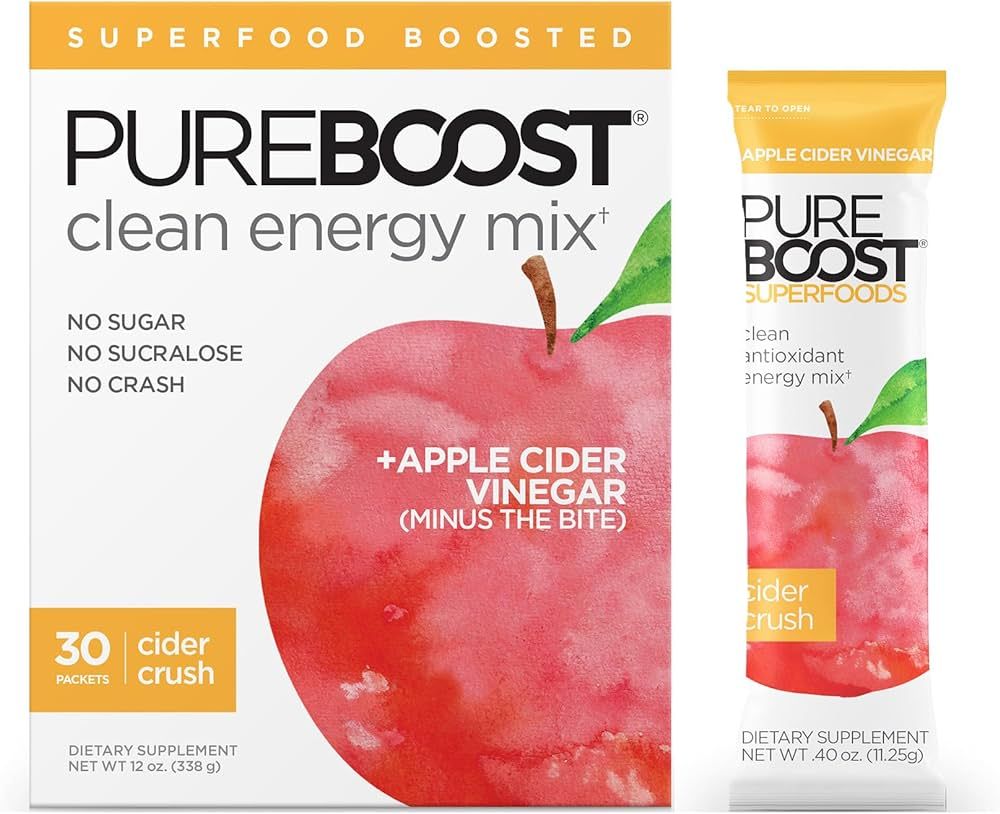 Pureboost Apple Cider Vinegar Superfoods Clean Energy Drink Mix, Cider Crush, Boosted with 1,000 ... | Amazon (US)