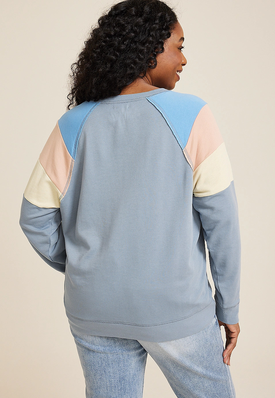 Plus Size Notch Neck Colorblock Sweatshirt | Maurices