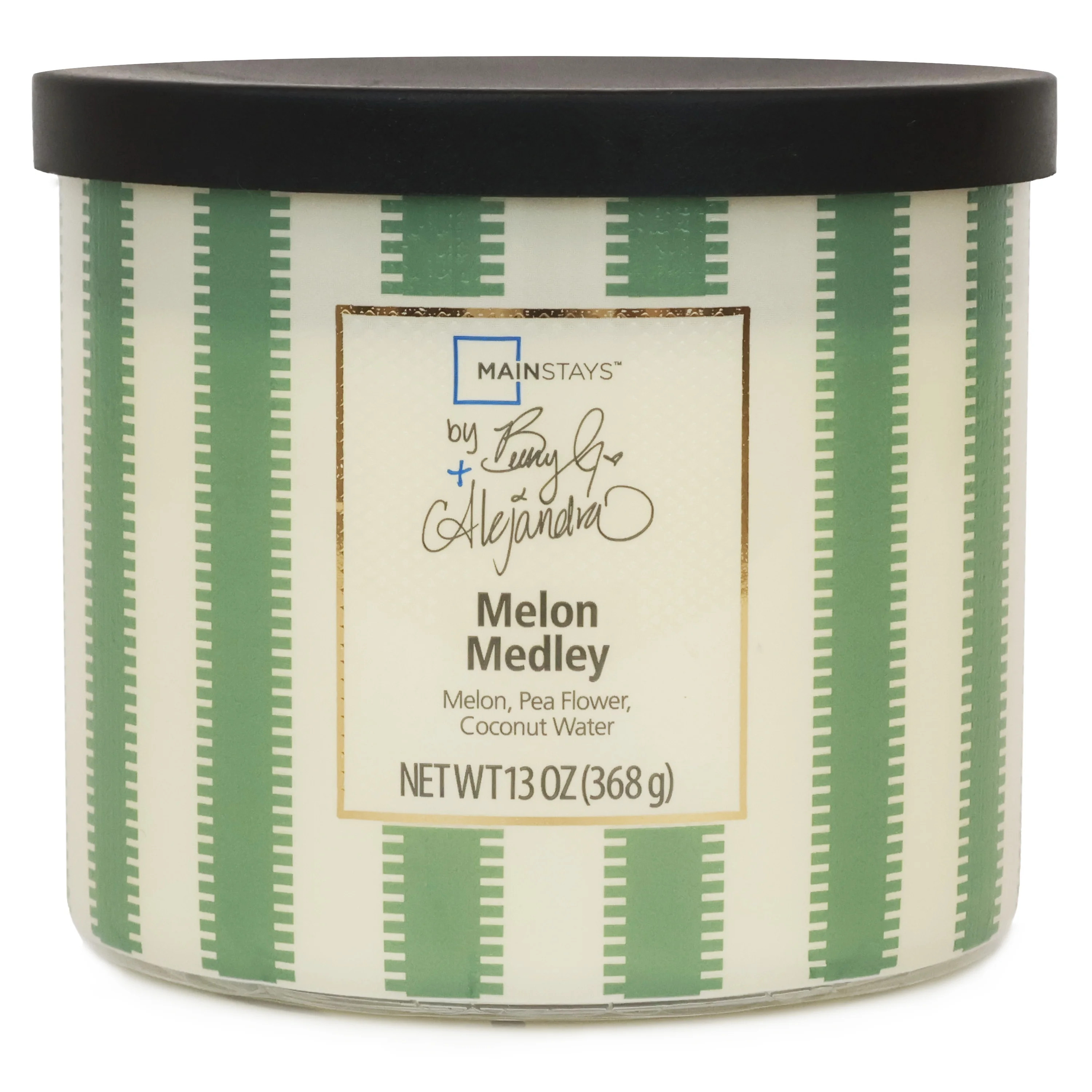 Mainstays by Becky G. & Alejandra 3-Wick Melon Medley Candle, Green Stripe, 13 oz | Walmart (US)