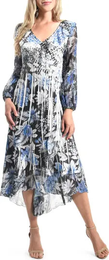 Komarov Long Sleeve Chiffon Midi Dress | Nordstrom | Nordstrom