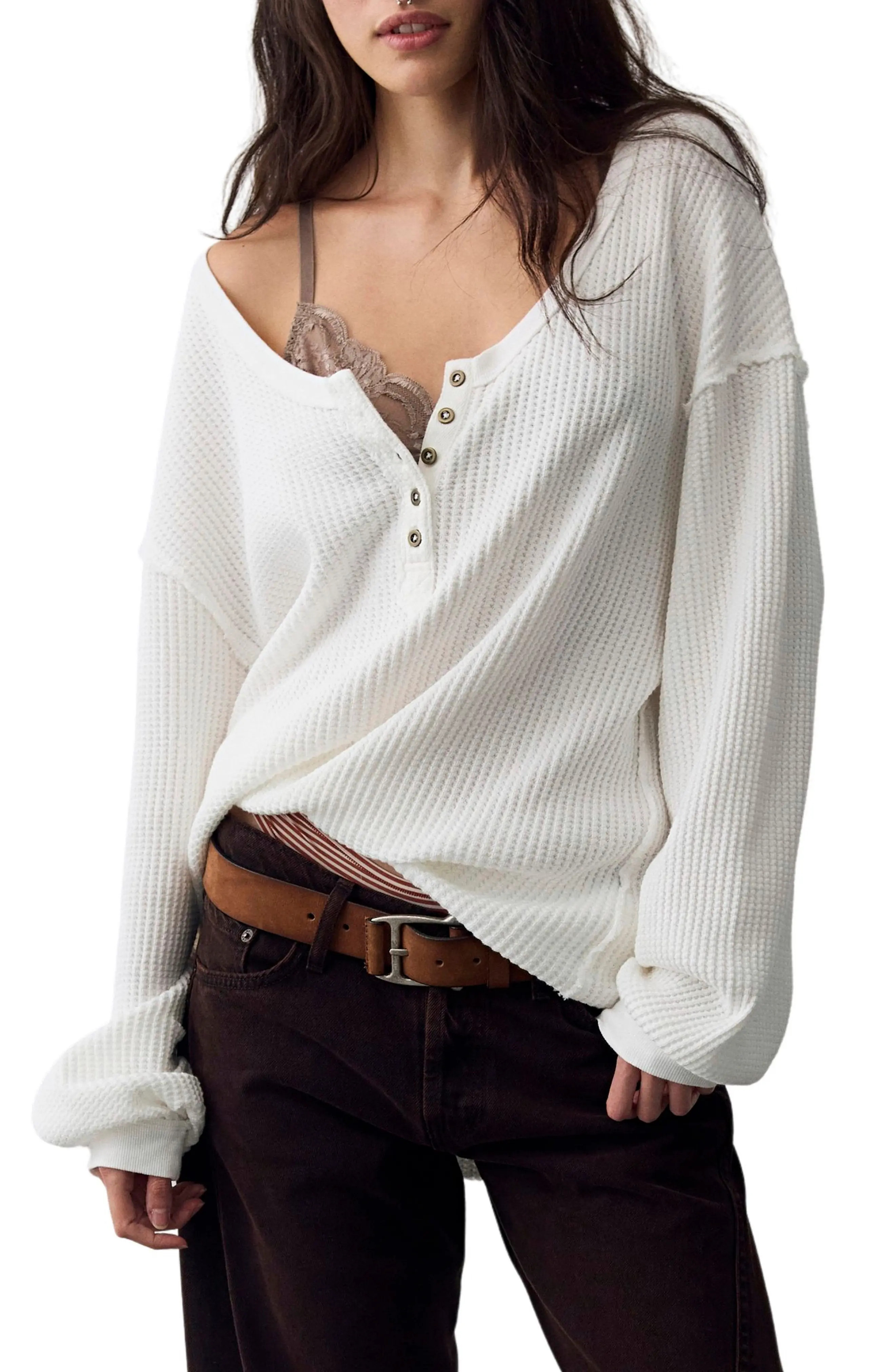 Free People Montreal Henley Thermal Top (Women) | Nordstrom | Nordstrom